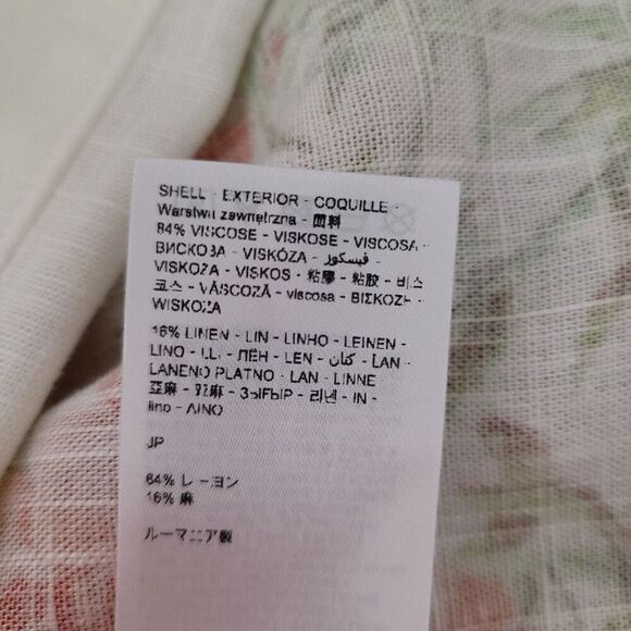 NEW Desigual blouse S Cream Pink Floral Linen Blend Buttoned Short Sleeve Top - Picture 10 of 11